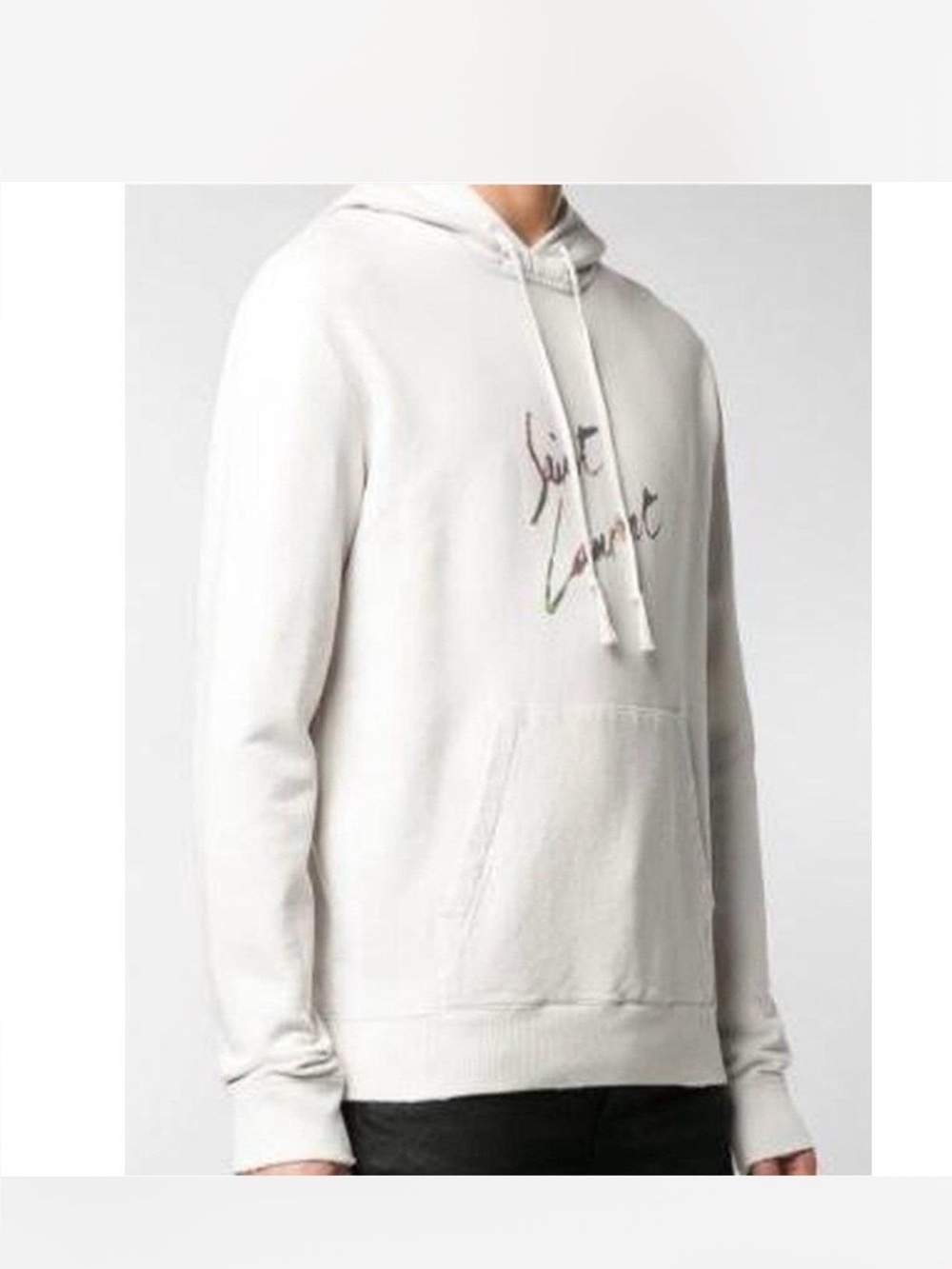 Saint Laurent Light Cream Medium Hoodie with Script Logo